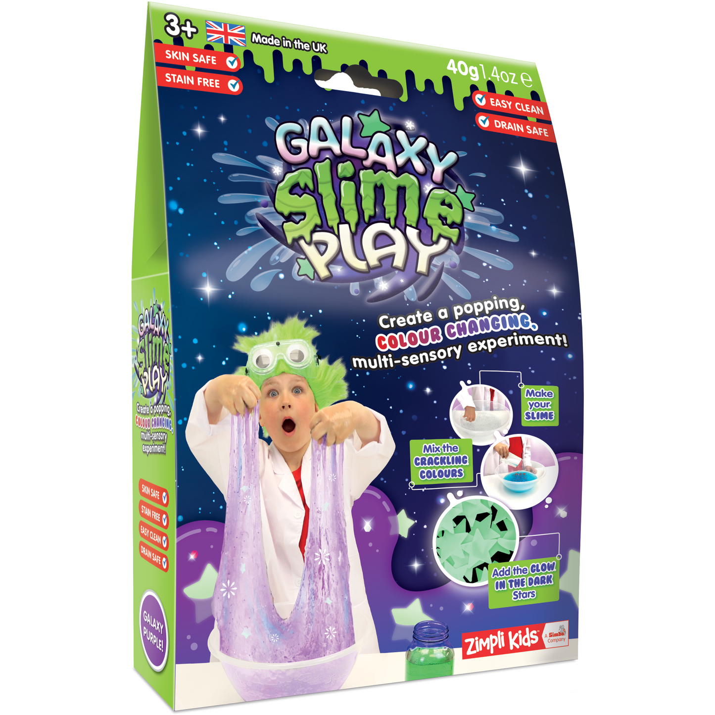 Zimpli Kids Galaxy Slime Play With Crackling Colours And Glow In The Dark Stars