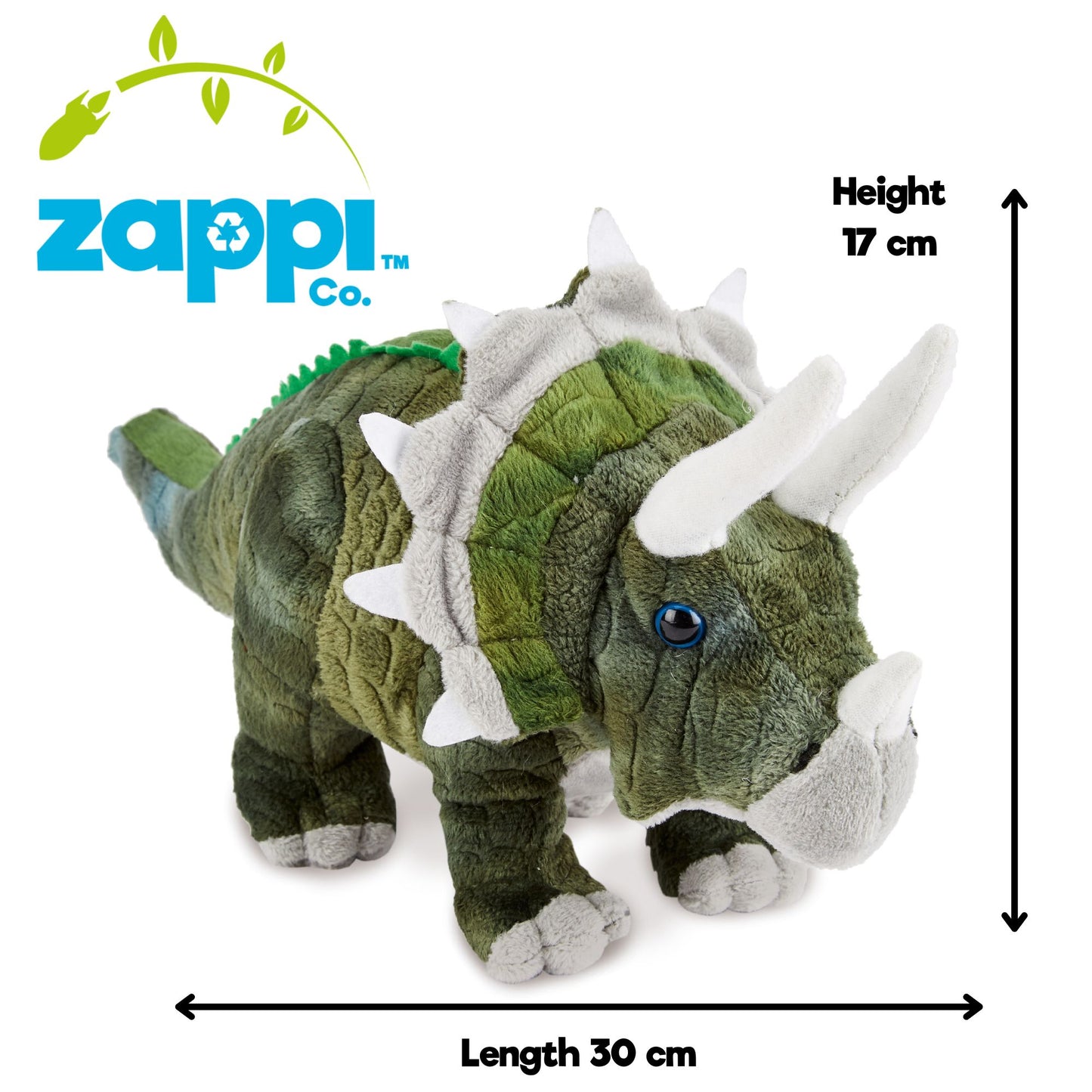 Zappi Triceratops Dinosaur 13" ECO Plush Soft Toy