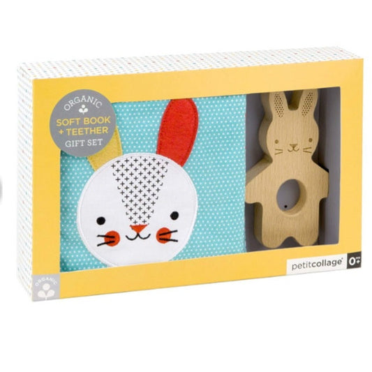 Petit Collage Little Bunny Organic Book and Teether