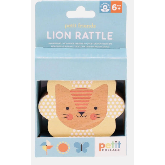 Petit Collage Wooden Lion Rattle