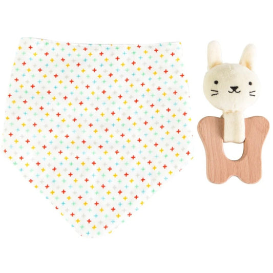 Petit Collage Little Bunny Teether & Organic Bib Set