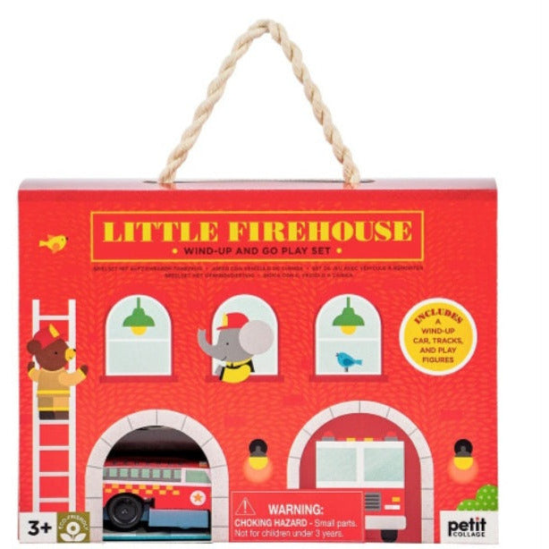 Petit Collage Little Firehouse Wind Up and Go Play Set