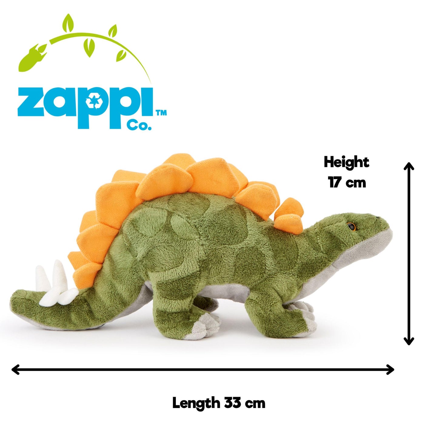 Zappi Stegosaurus Dinosaur 13" ECO Plush Soft Toy